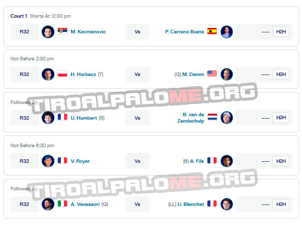 atp montpellier martes3 febrero partidos 2026 tiroalpalo t