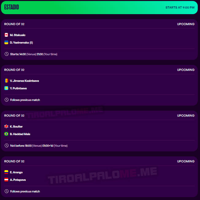wta merida ronda1 partidos lunes19 febrero 2026 tiroalpalo